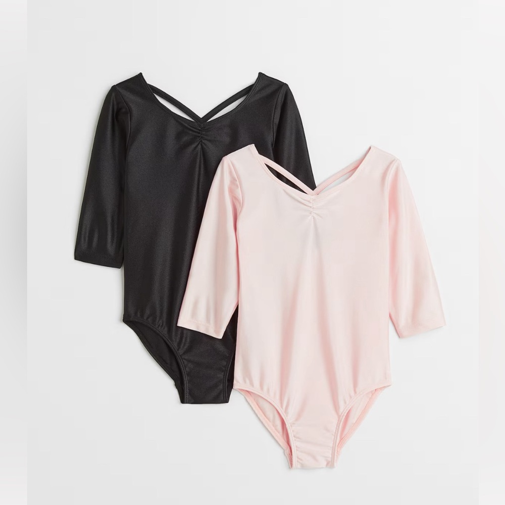H&M Kids Leotards 2-Pack (Black/Light Pink) 6X/7(6-8Y) New without tag